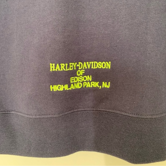 Harley Davidson Edison NJ full zip hooded sweatshirt navy blue green L - Picture 6 of 11